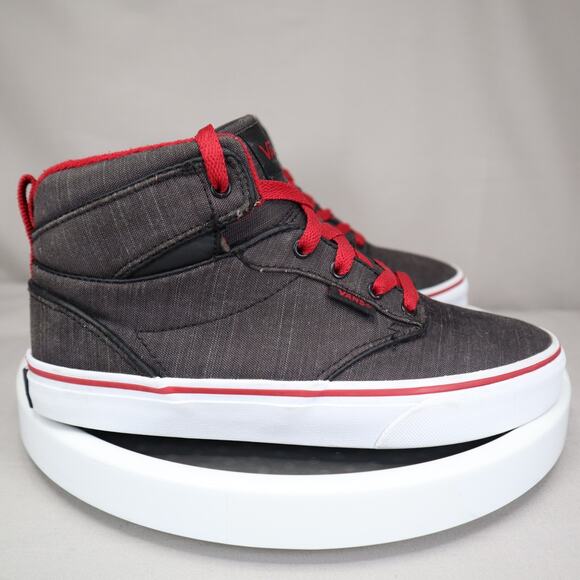 Vans Atwood High Top Shoes Womens Size 6 Youth 4.5 Gray Red Lace Up Sneaker - Picture 2 of 9